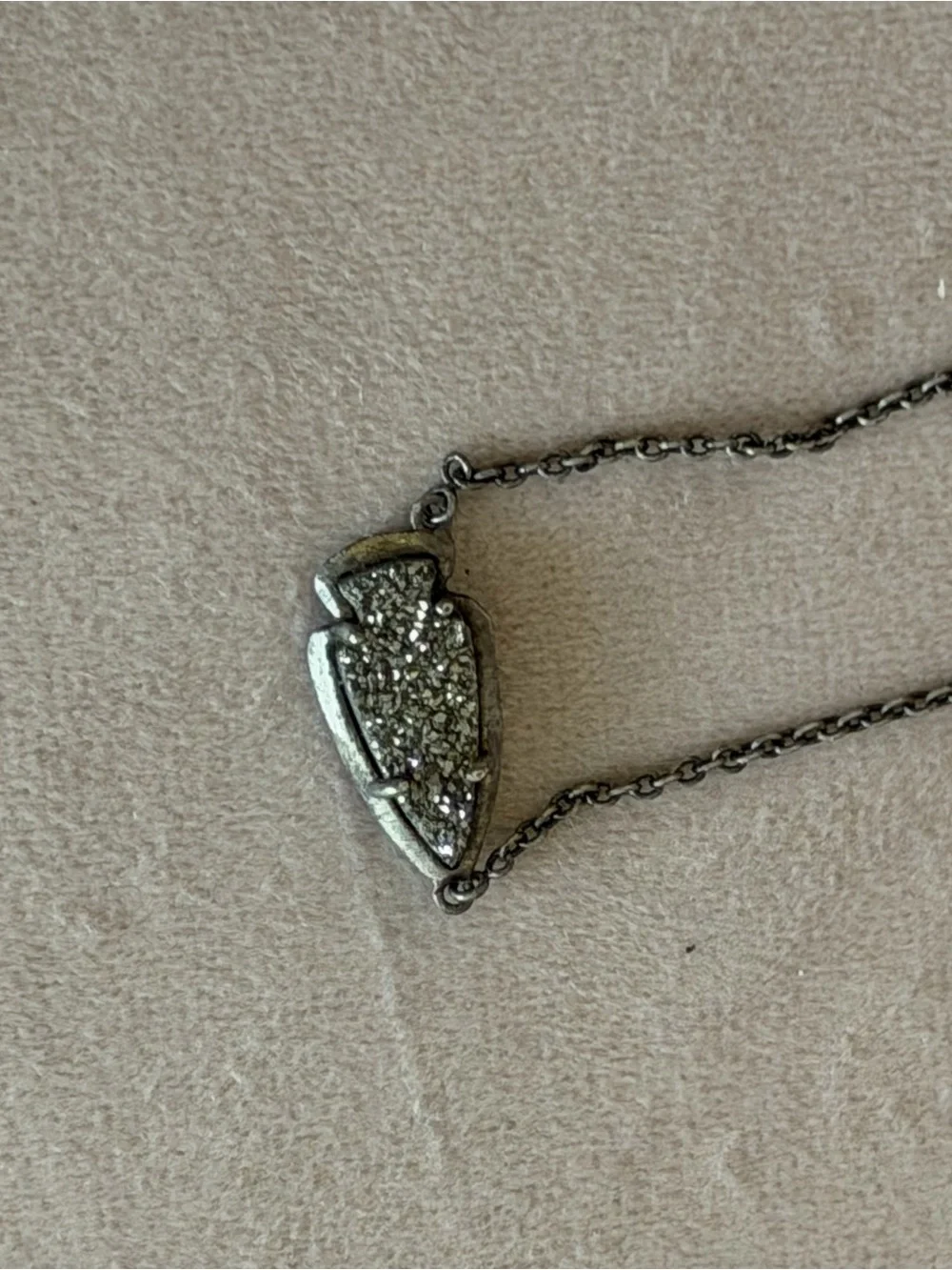 Kendra Scott Kasey Silver Platinum Drusy Arrowhead Pendant Necklace